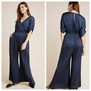 Anthropologie MAEVE  Jacqueline Jacquard Romper‎ Jumpsuit  Navy Small